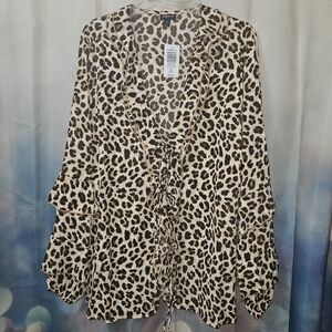 NWT Torrid Leopard Print Blouse - Black and Cream